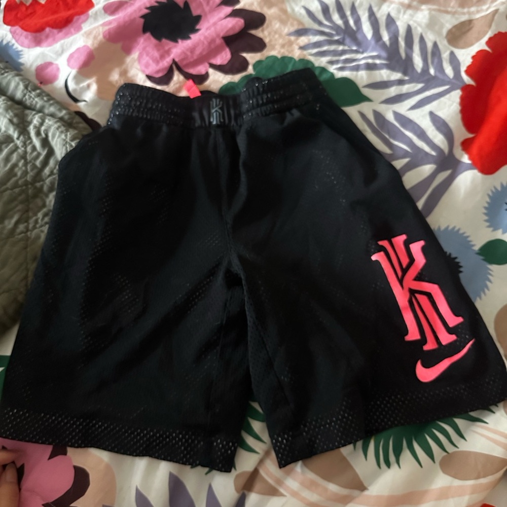 Nike Kids Black Shorts with Pink Logo